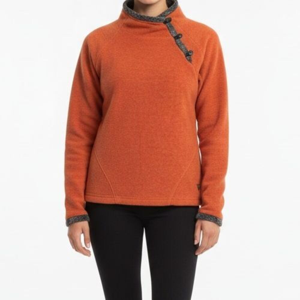Wooly Bully Wear Colorado Fleece Pullover Women Small Melon Orange USA